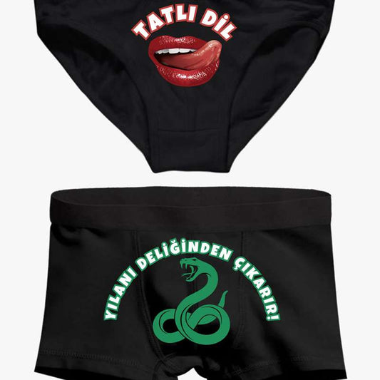 Boxer Tasarla Tatlı Dil Yılanı Deliğinden Çıkarır Çift Kombini