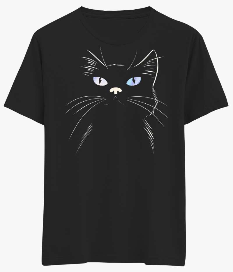 Kedi Baskılı Tişört I am Black Parlayan Gözler