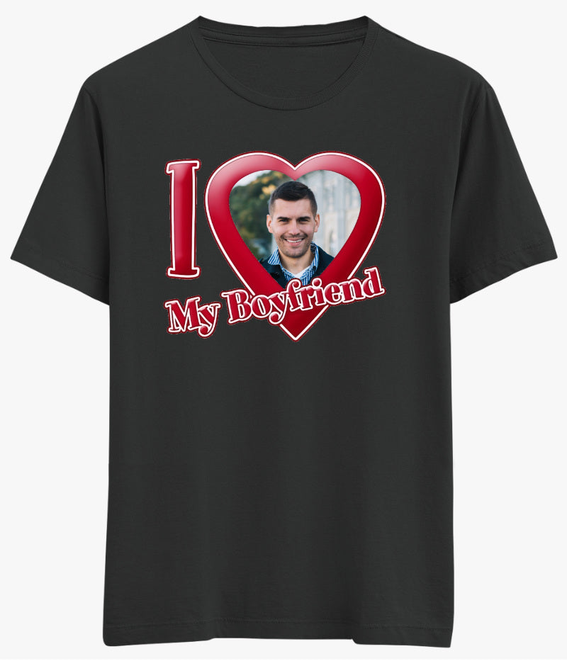 I Love My Boyfriend Yazılı Resmi Değişebilen Tişört