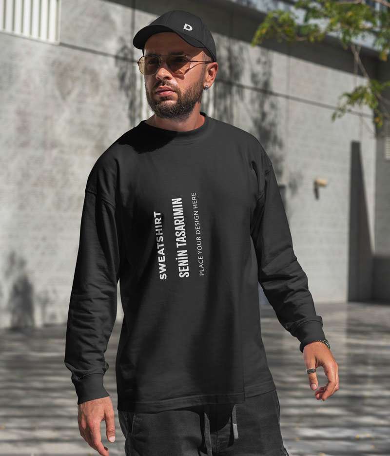 Oversize Sweatshirt Kapüşonsuz Model Premium Kalın Kumaş