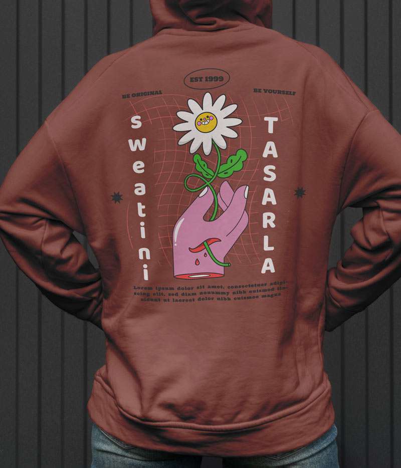 Oversize Sweatshirt Tasarla Kapuşonlu Kalın Kumaş Premium