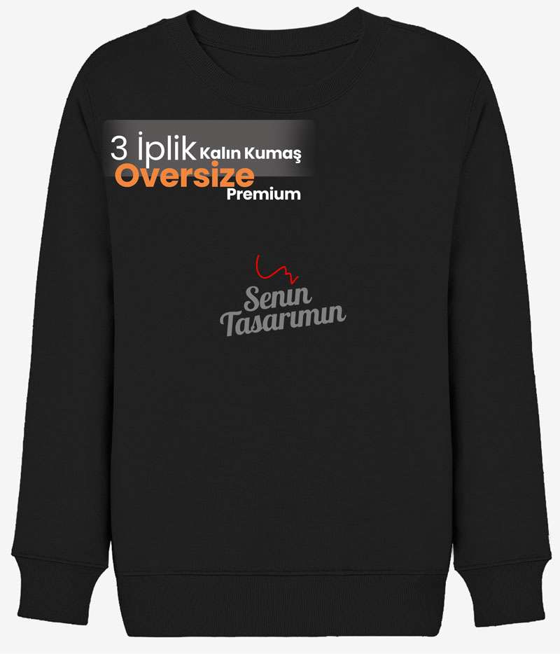 Oversize Sweatshirt Kapüşonsuz Model Premium Kalın Kumaş