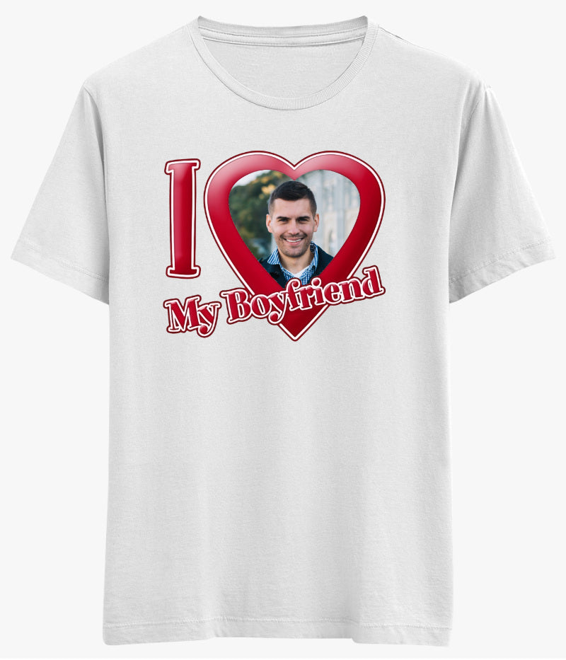 I Love My Boyfriend Yazılı Resmi Değişebilen Tişört