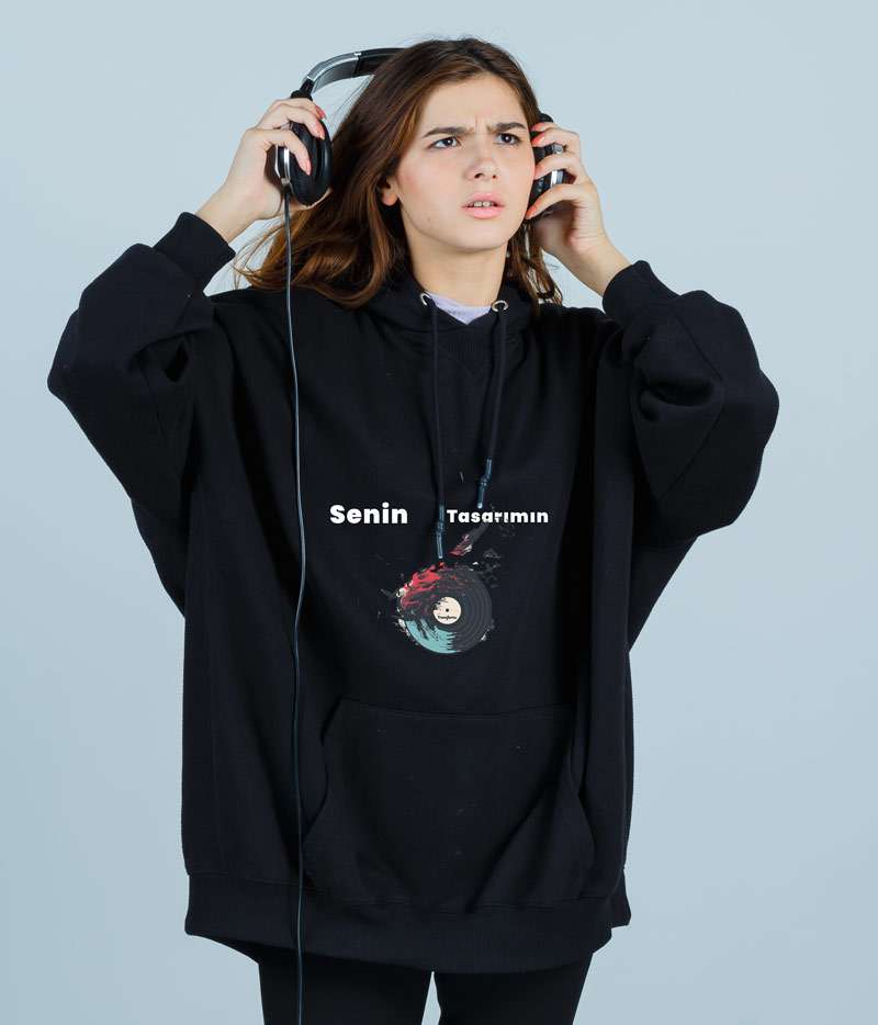 Oversize Sweatshirt Tasarla Kapuşonlu Kalın Kumaş Premium