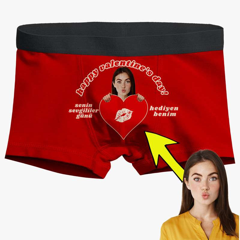 Boxer Tasarlama Sen Fotoğrafını Ekle Biz Tasarlayalım Kalpli