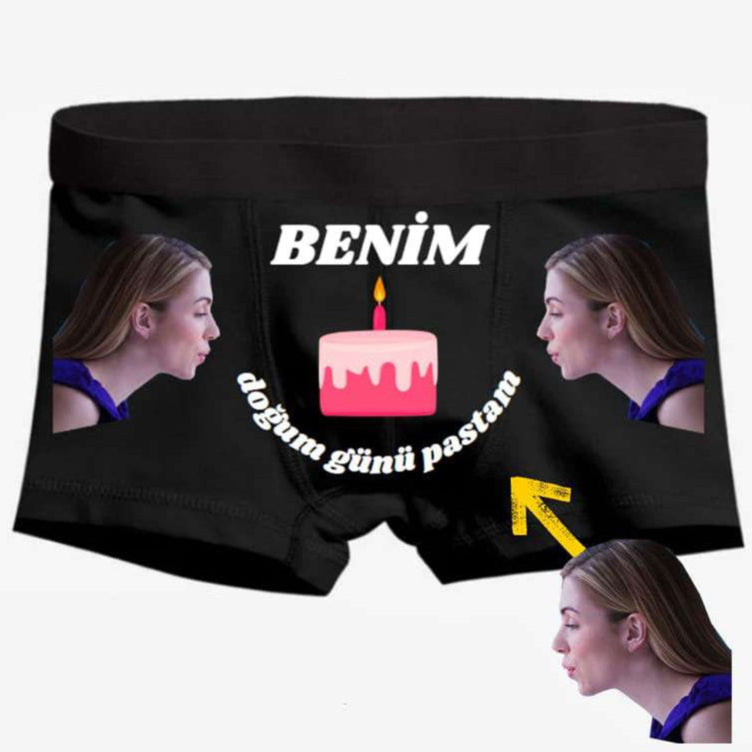 Boxer Tasarlama Sen Fotoğrafını Ekle Biz Tasarlayalım Benim Doğum Günü Pastam