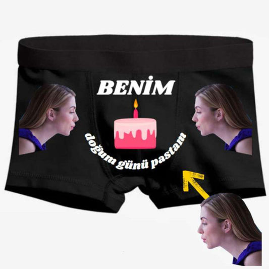 Boxer Tasarlama Sen Fotoğrafını Ekle Biz Tasarlayalım Benim Doğum Günü Pastam