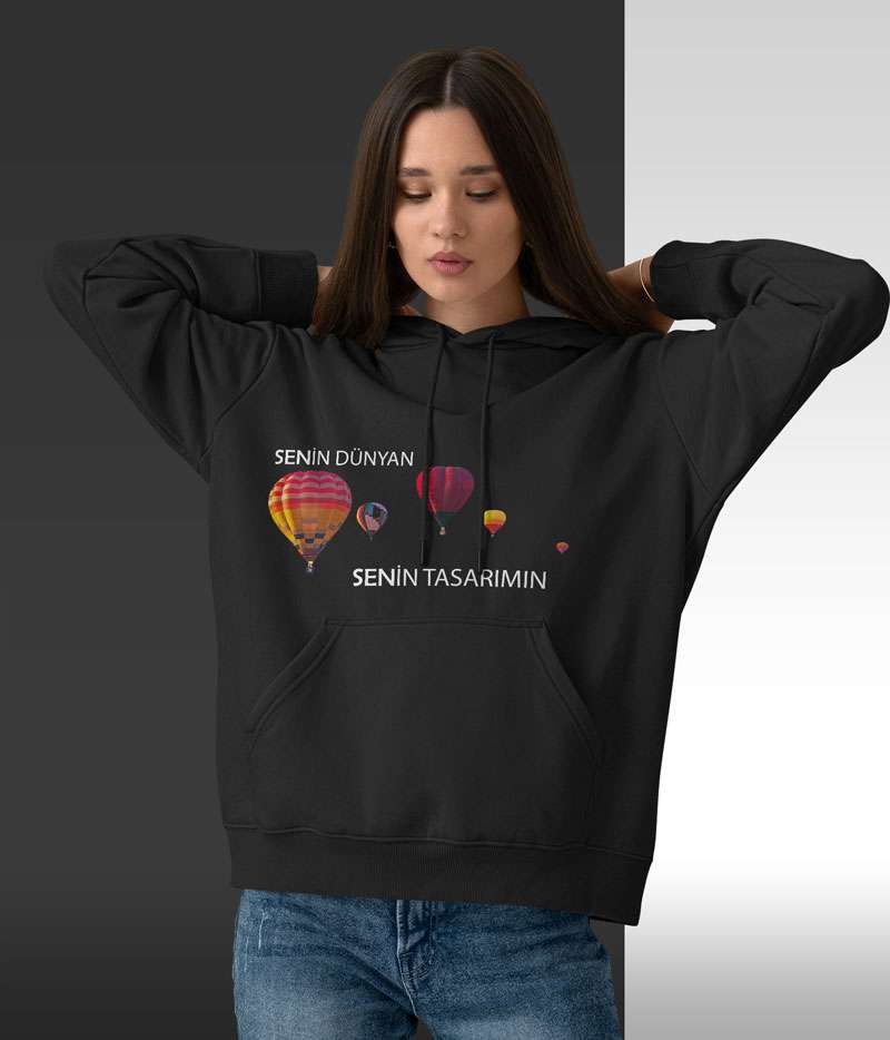Oversize Sweatshirt Tasarla Kapuşonlu Kalın Kumaş Premium