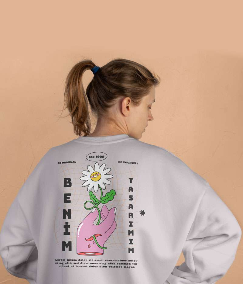 Oversize Sweatshirt Kapüşonsuz Model Premium Kalın Kumaş