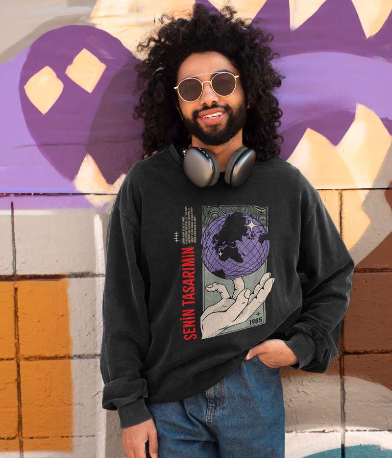 Oversize Sweatshirt Kapüşonsuz Model Premium Kalın Kumaş