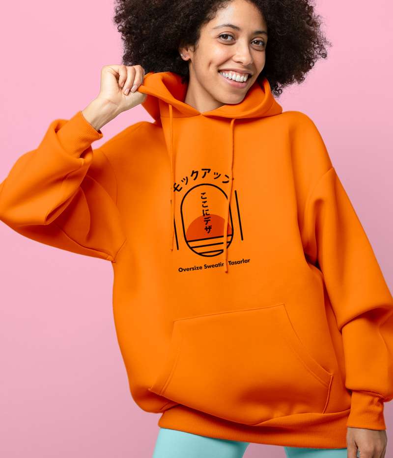 Oversize Sweatshirt Tasarla Kapuşonlu Kalın Kumaş Premium