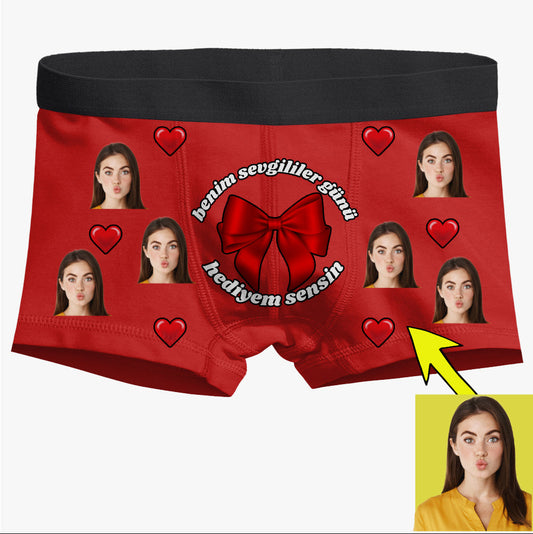 Boxer Tasarlama Sen Fotoğrafını Ekle Biz Tasarlayalım Sevgililer Günü Hediyem Sensin