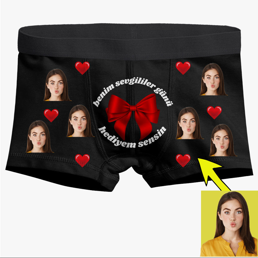 Boxer Tasarlama Sen Fotoğrafını Ekle Biz Tasarlayalım Sevgililer Günü Hediyem Sensin