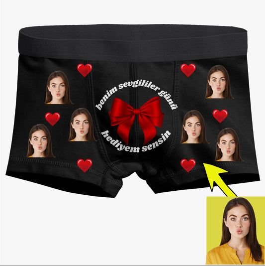 Boxer Tasarlama Sen Fotoğrafını Ekle Biz Tasarlayalım Sevgililer Günü Hediyem Sensin