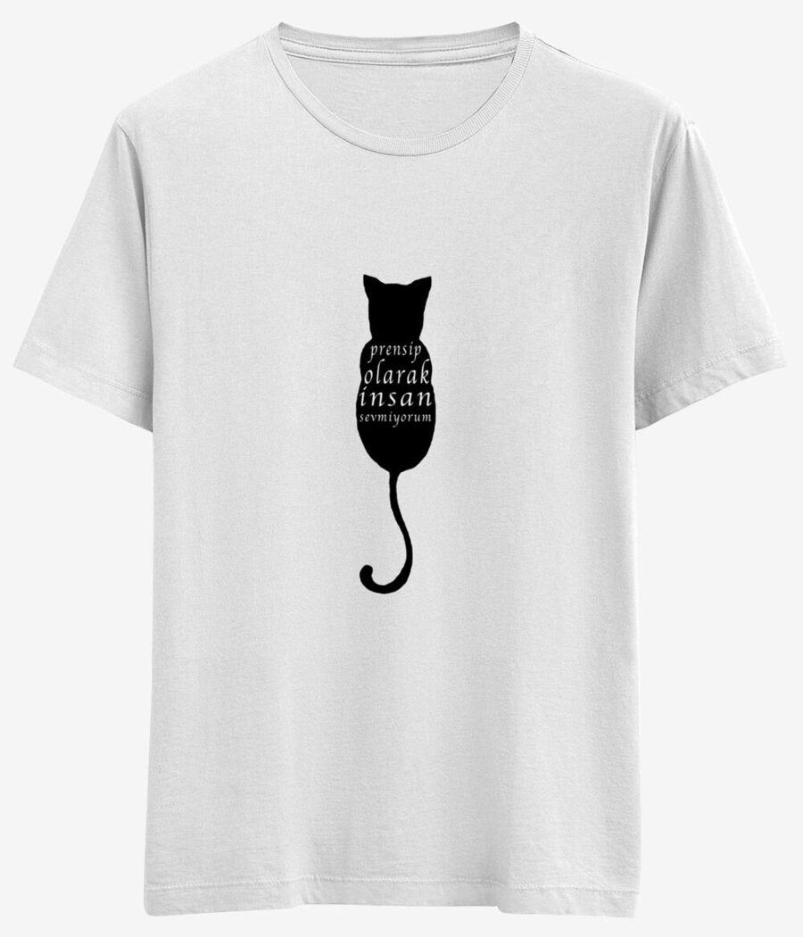 Kedi tasarımlı kadın tişörtü, prensipli kedi 49 TL l Bikafa