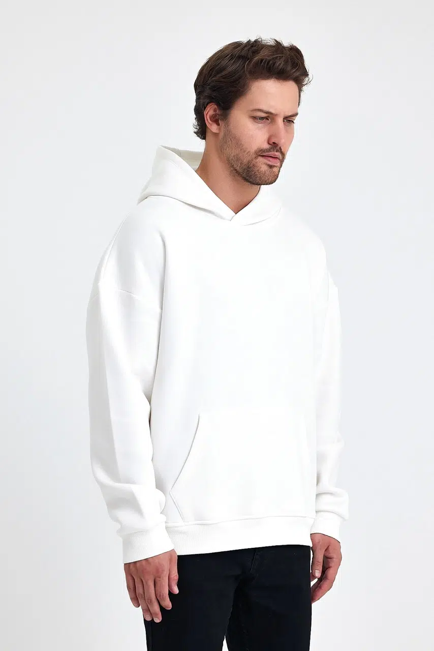 kapsonlu sweatshirt ekru erkek model6