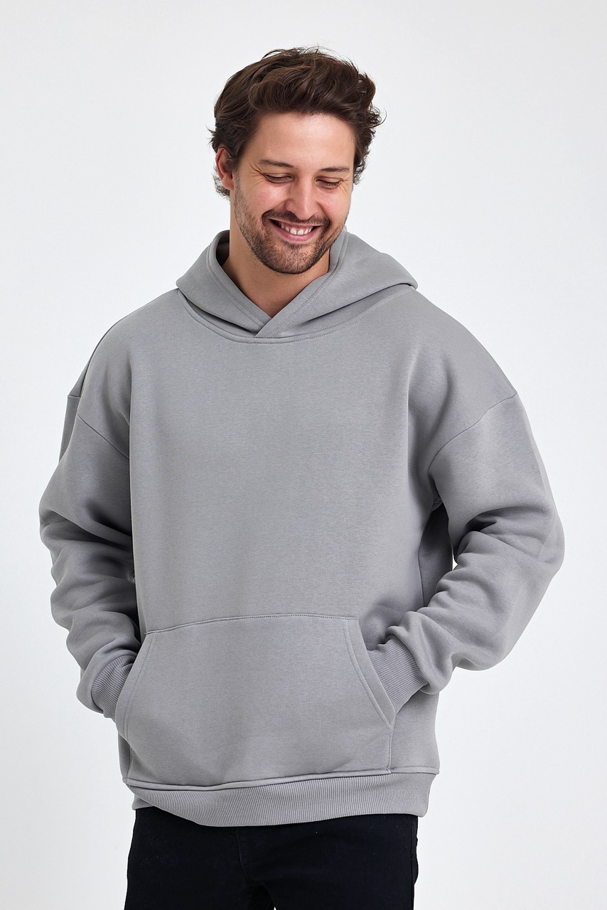 kapsonlu sweatshirt gri erkek model5