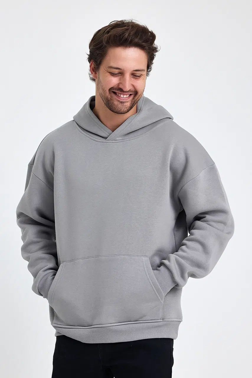 kapsonlu sweatshirt gri erkek model5