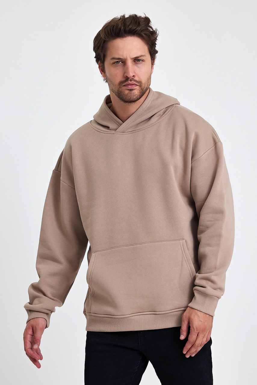 kapsonlu sweatshirt kahve erkek model2