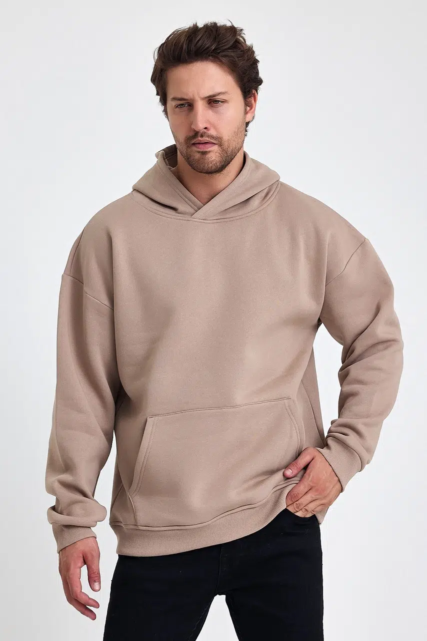 kapsonlu sweatshirt kahve erkek model3