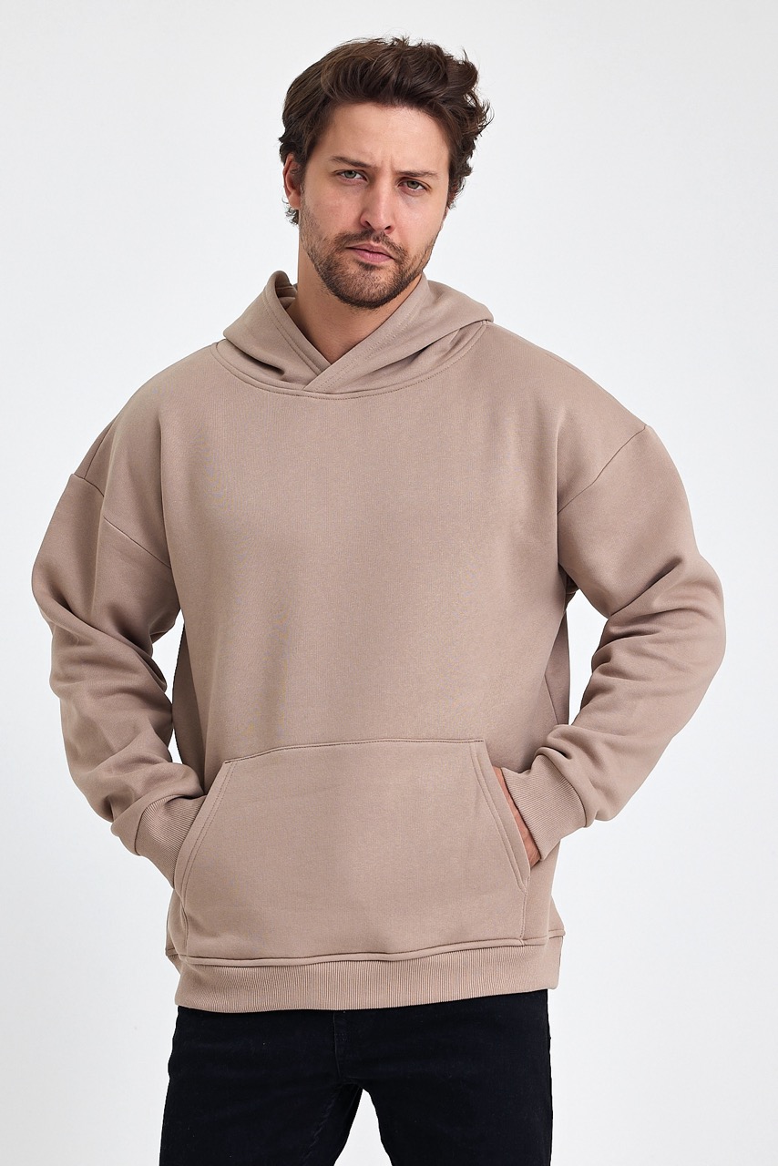 kapsonlu sweatshirt kahve erkek model6