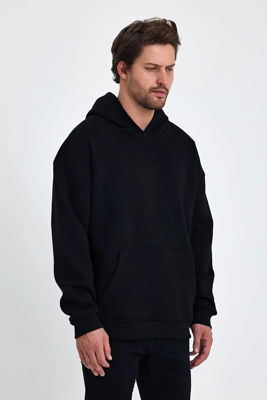 kapsonlu sweatshirt siyah erkek model4