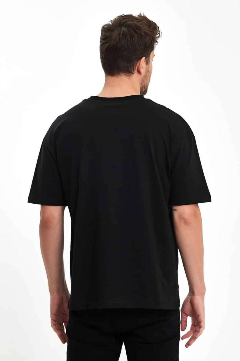 Siyah Rahat Kalıp Oversize Premium Tişört - Erkek Model